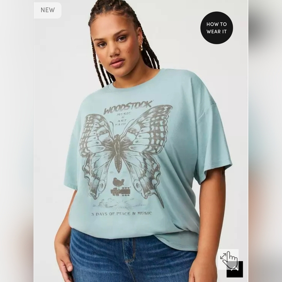 torrid Tops - Woodstock Oversized Cotton Crew Tee